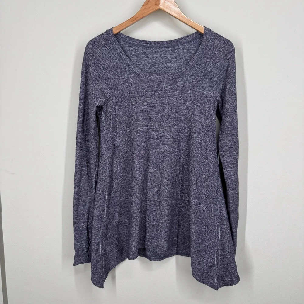 Lululemon Womens Size 6 Medium Rehearsal Long Sleeve Heathered Purple Swan Exc
